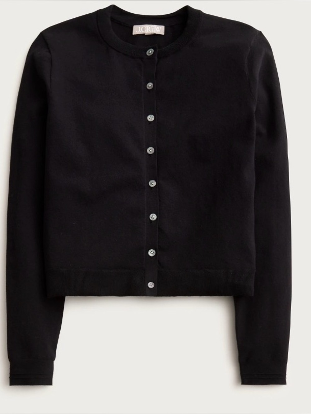 J. Crew Black Classic Crewneck Button-Front Cardigan